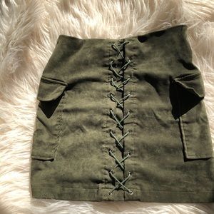 Faux Suede Lace Up Akira Skirt